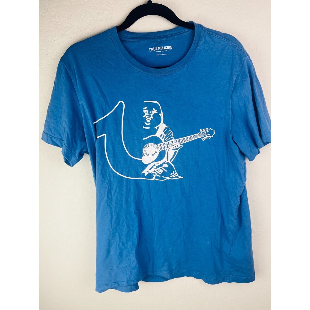 True Religion Half Buddha Horseshoe T Shirt‎ Sz M Federal Blue Crew Rare LE